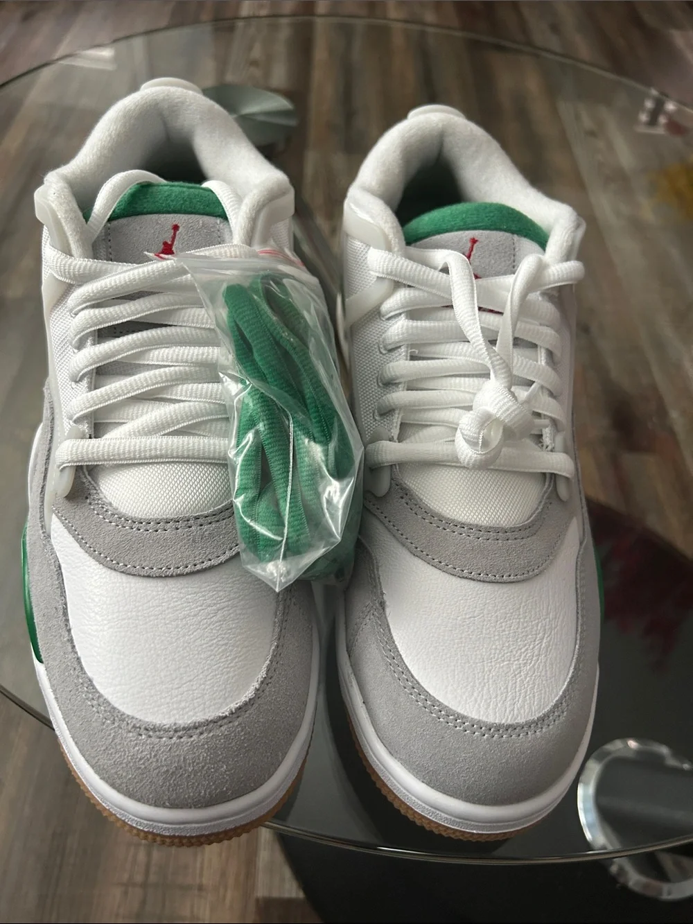 Air Jordan White and Green Men's Low-Top Athletic Sneakers
